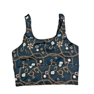X By GOTTEX Sports Bra Womens XS Chain Jewel Print Padded Wireless